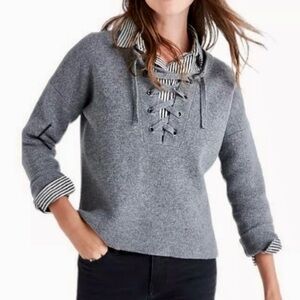 Madewell Merino Wool Lace-Up Boxy Sweater